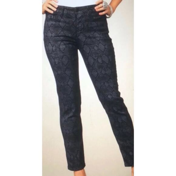 NYDJ Gray Black Snakeskin Print Straight Jeans Women Size 18W (208) - Picture 1 of 10